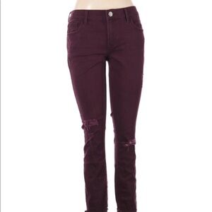 Express size 4 burgundy distressed skinny jeans